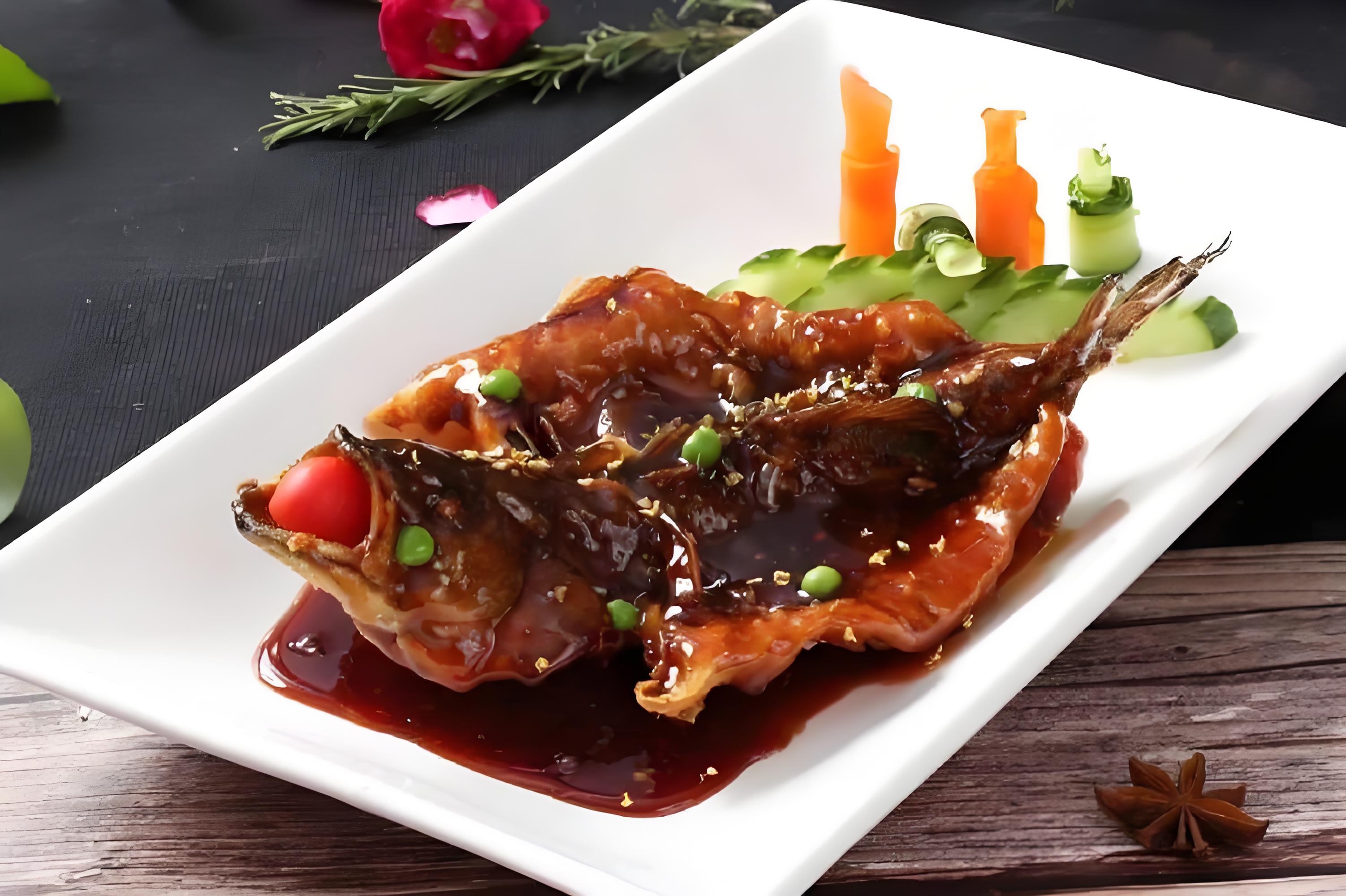 West Lake vinegar fish with a glossy sweet-sour sauce.