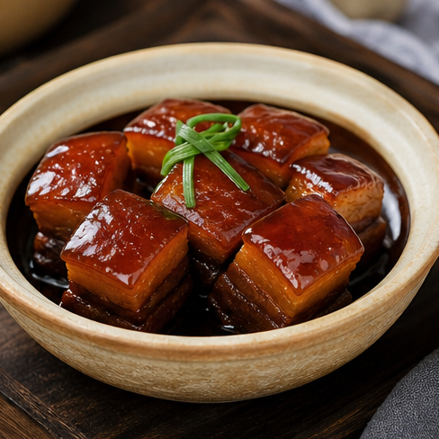 Dongpo pork, slow-braised pork belly from Hangzhou cuisine.