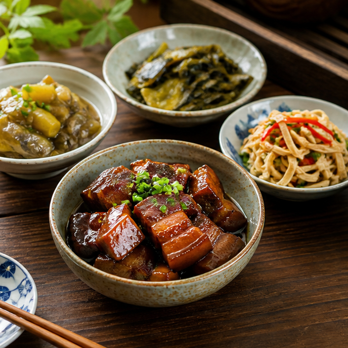 A table of Zhejiang-style home dishes.