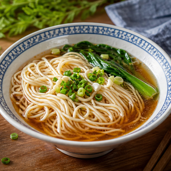 Chinese noodle bowl as a simple travel meal.