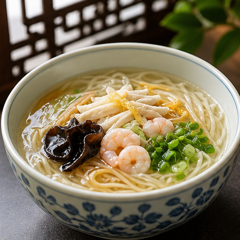 Su-style noodle soup with toppings.