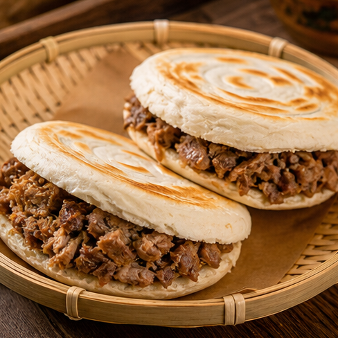 Roujiamo, a Xi'an-style meat-filled flatbread.